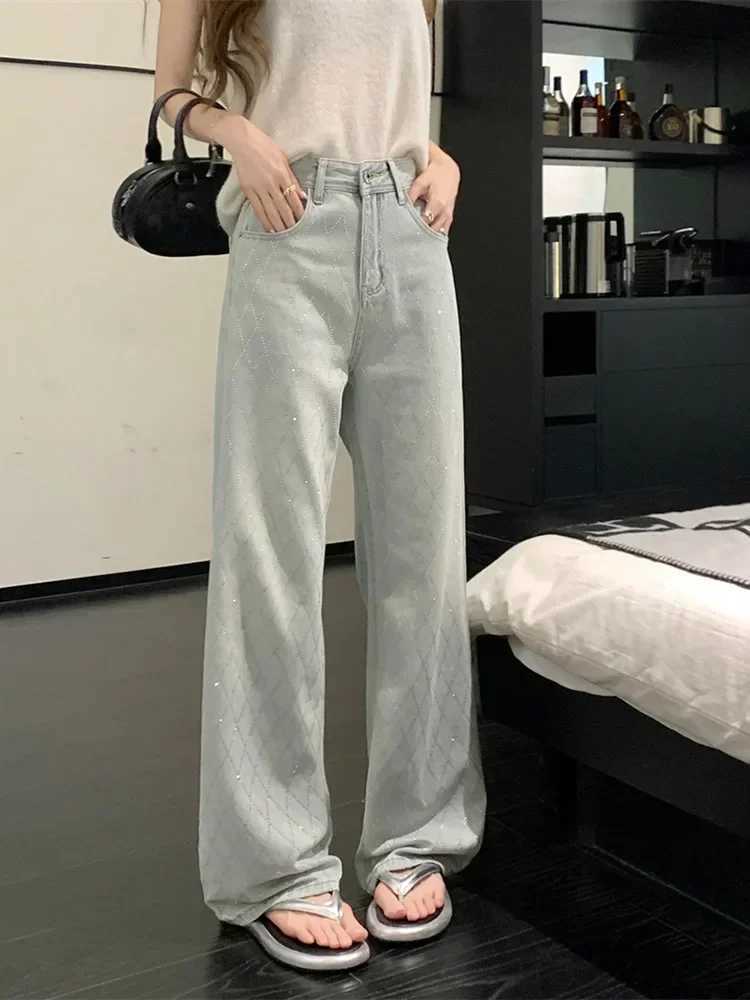 Women Blue Baggy Plaid Jeans Vintage Y2k Cowboy Pants Harajuku Aesthetic Denim Trousers Trashy Japanese 2000s Style Clothes 2024 R250716
