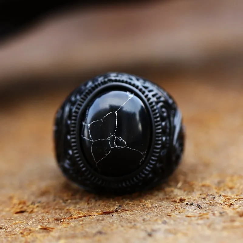 Vintage Handmade Turkish Black Zircon Rings Retro Men Stainless Steel Tiger Eye Stone Rings Classic Wedding Engagement Jewelry 250716