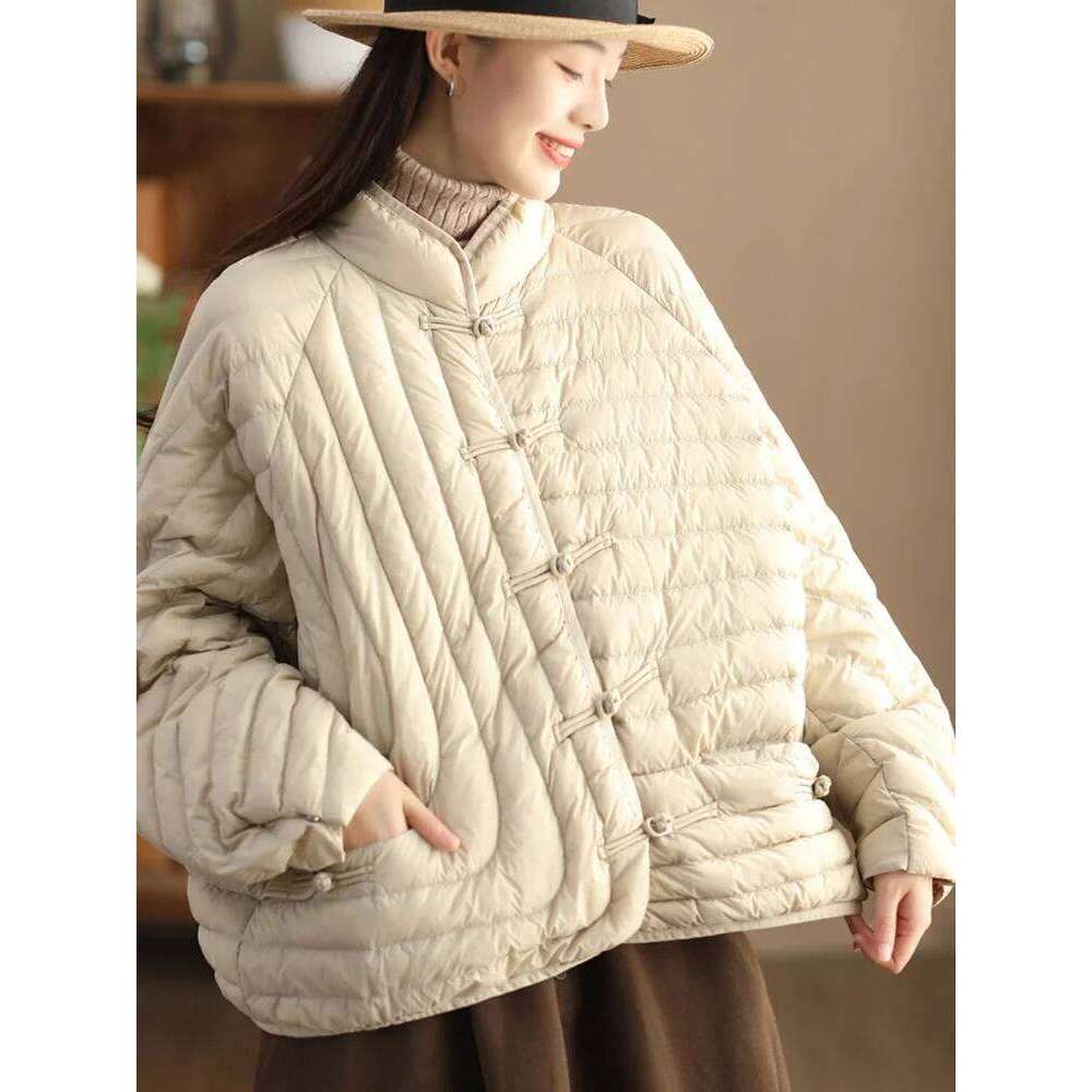 Janveny Women 90% Ultra Light White Duck Down Jacket Oversize Loose Causal Short Puffer Coat Autumn Winter Vintage Female Parkas MDNG