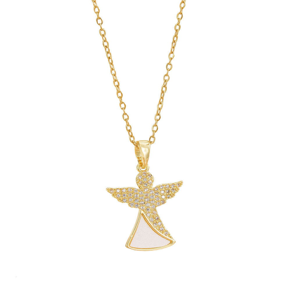 Hot Selling Jewelry Inlaid Angel Necklace For Women Versatile Light Niche High-End Titanium Steel Non-Fading Collarbone Chain 781