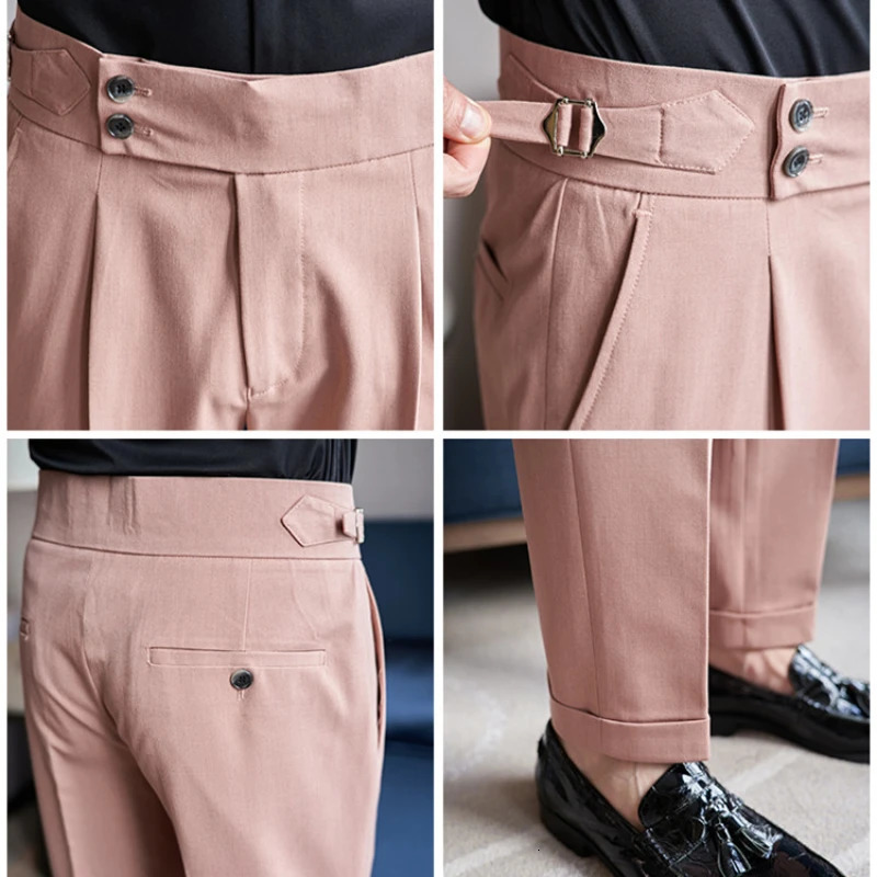 High-quality Mens Naples Trousers Mens High-waisted Casual Pants Slim-fit Suit Trousers 28-38 Classic Formal Dress Pants 250707