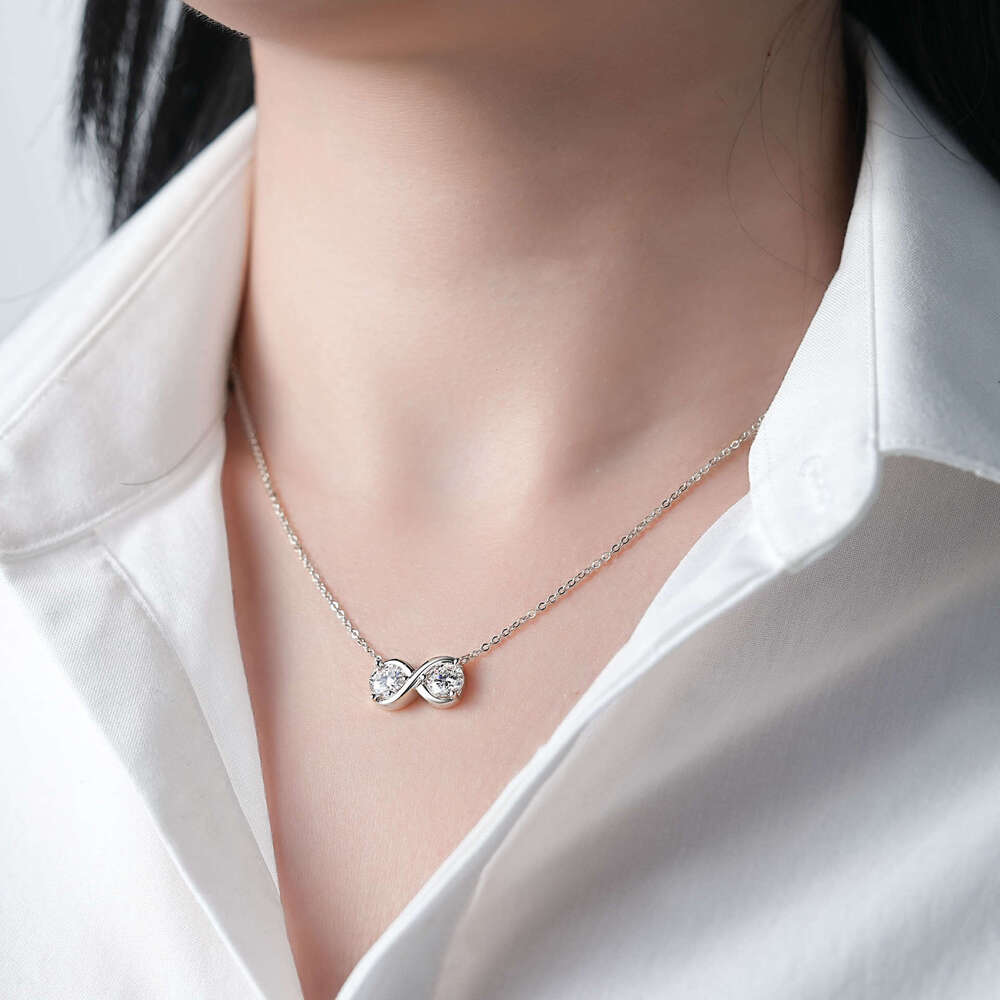 Niche High-End Infinity Symbol Necklace S Pure Sier Ins Style Moissanite Eternal Pendant 4Bf