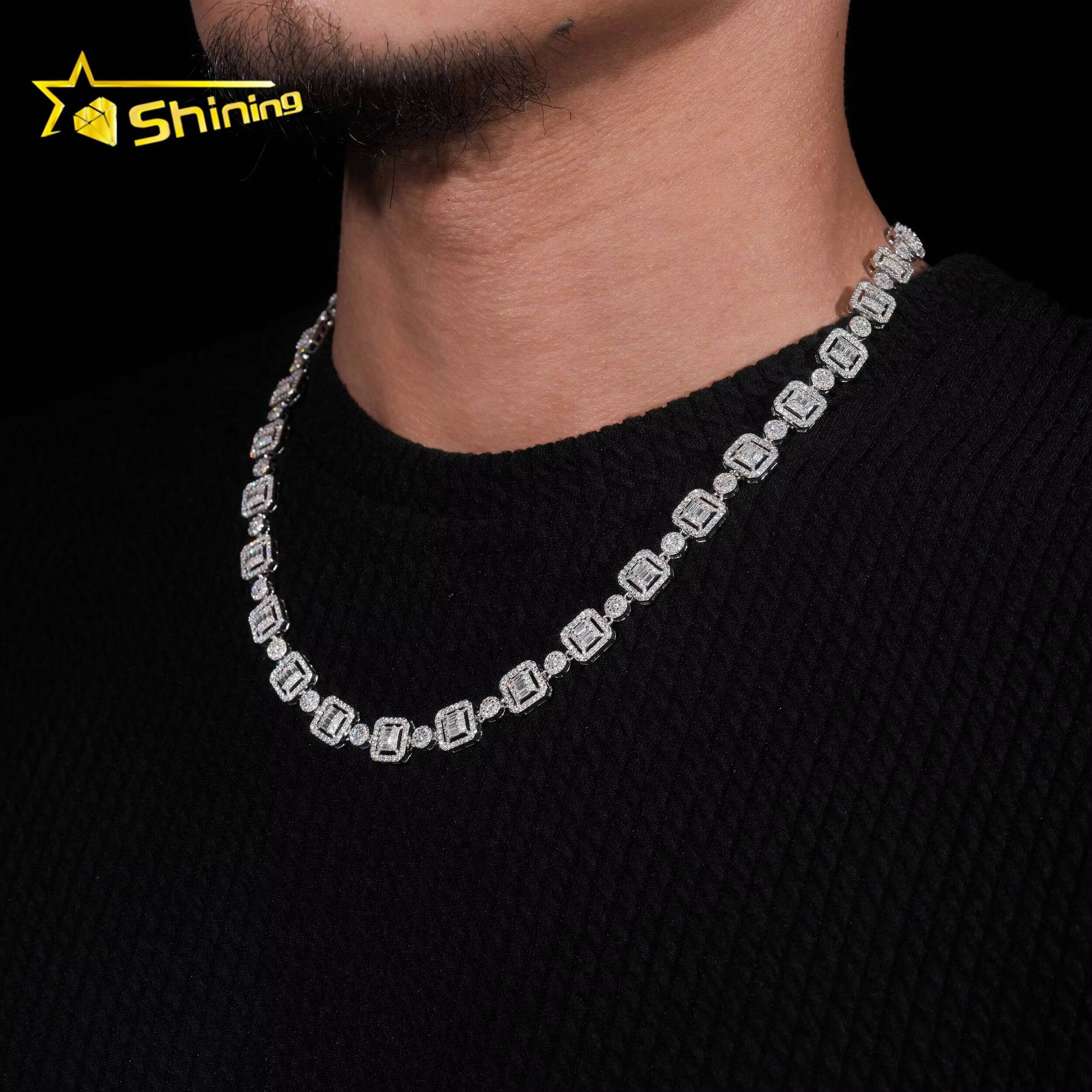 GRA Certificate High Quality Moissanite Diamond Hip Hop Jewelry 9.5mm Cuban Link Chain 925 Silver Iced Out Cuban Chain Necklace