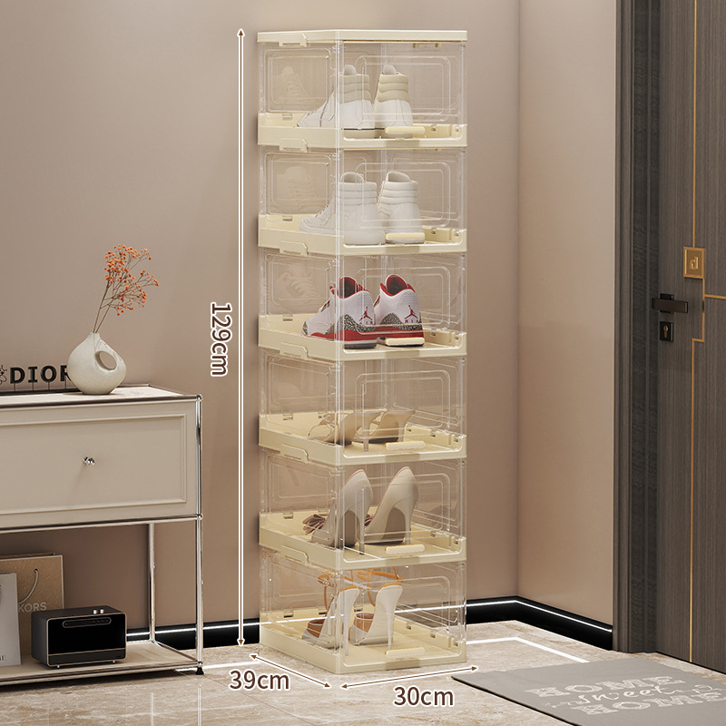 New Foldable Integrated Installation-Free Cabinet Storage Plastic Transparent Multi-Layer Dust-Proof Shoe Box