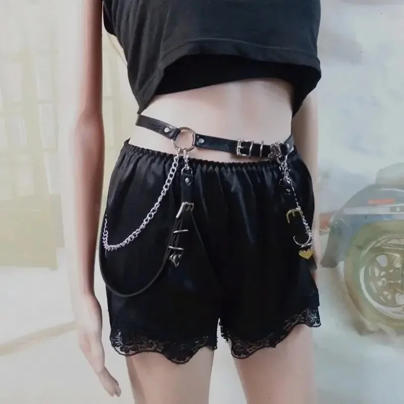 Women Skirt Belt Female Pu Leather Hip Hop Rock Nightclub Sexy Jeans Dress Heart Punk Belt with Metal Waist Chain 250715