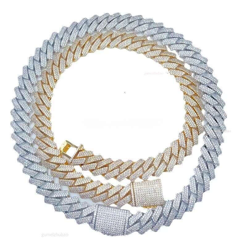 Hip hop jewelry bracelet necklace Designer necklaceGold Plated Sier All Sizes Available Men's Moissanite Dia IcedOut Cuban Chain Necklaces22mm