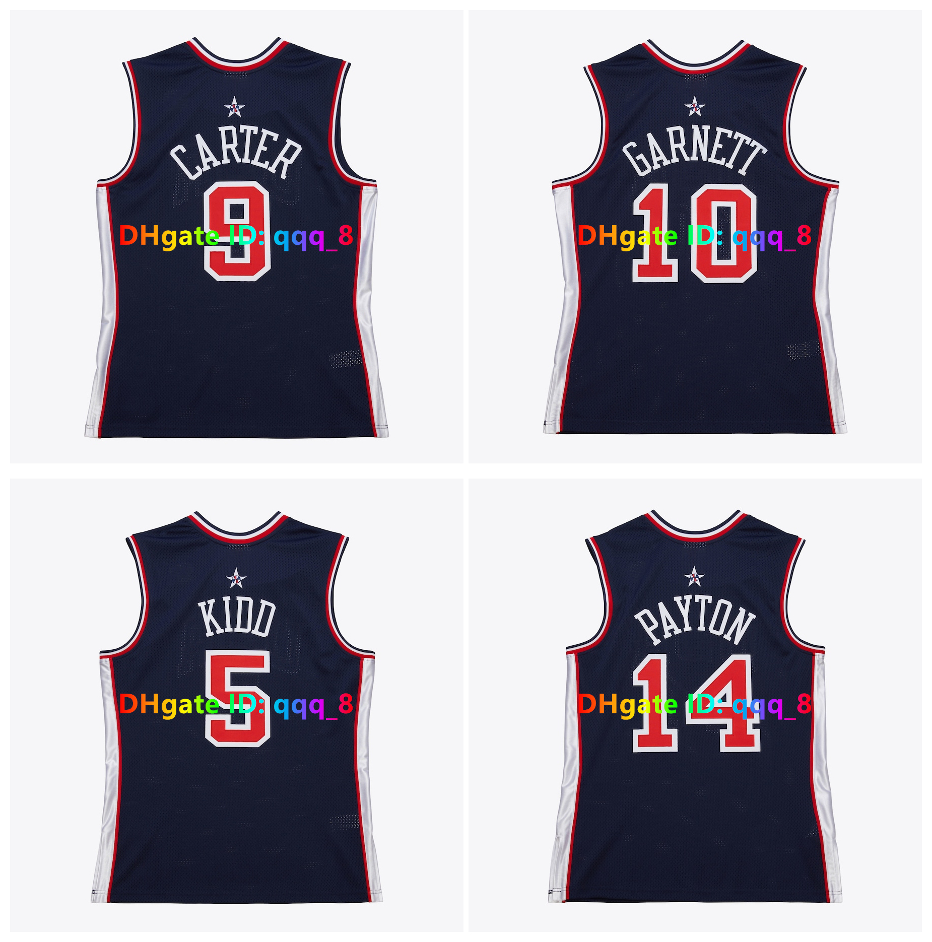 Vince Carter Team USA 2000 Kevin Garnett Basketball Jersey Tim Hardaway Jason Kidd Gary Payton Steve Smith Dun can Shareef Abdur-Rahim Mourning Blue White Size S-3XL