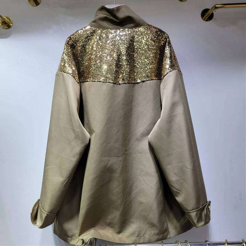 KBQ Hit Color Chic Windbreaker For Women Stand Collar Long Sleeve Patchwork Single Breasted Loose Temperament Coats Female New