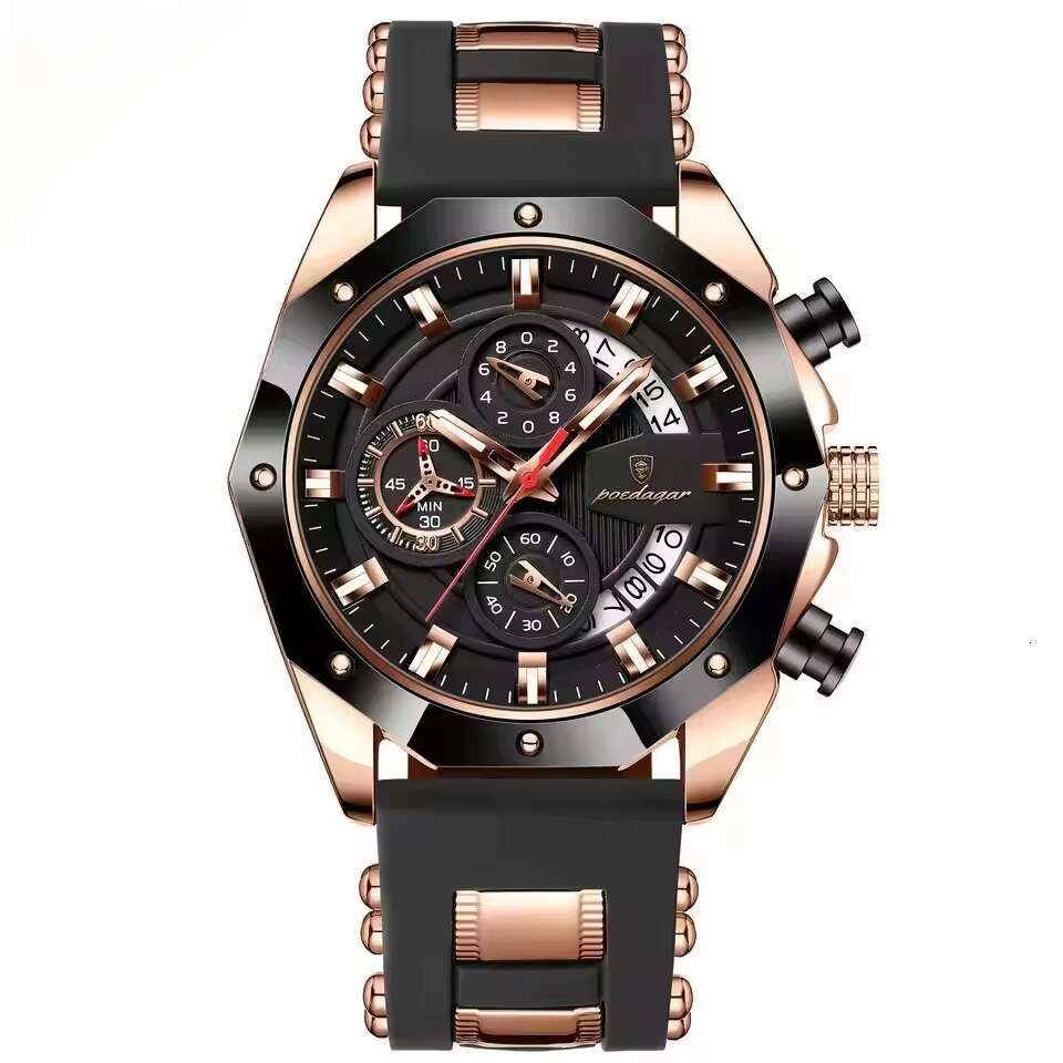 DHwatches Men's Sports Chronograph Watch - 50M Waterproof Silicone Strap Quartz Wristwatch with Date & Tachymeter (Model 913)