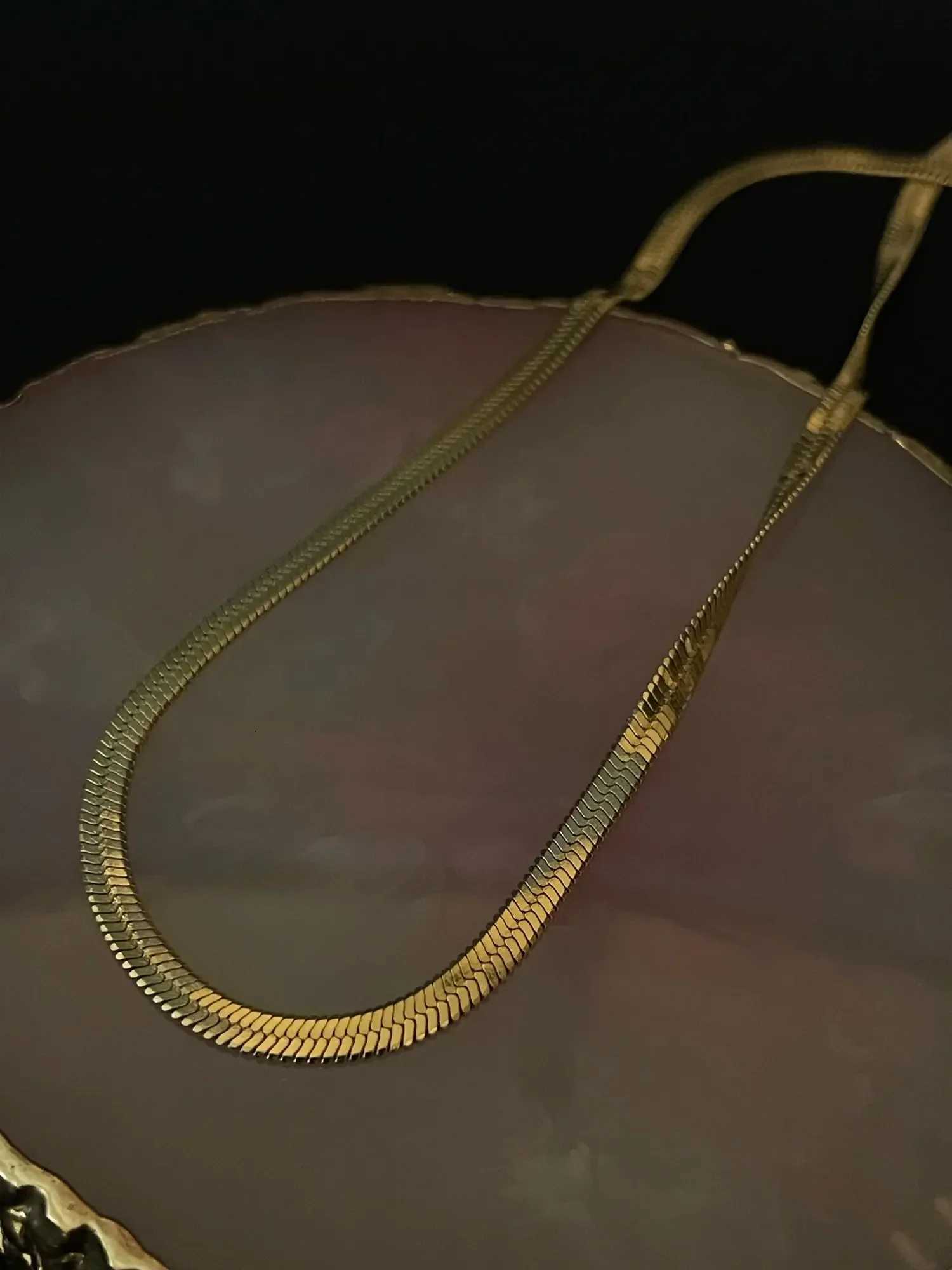 3mm Width Stainless Steel Flat Necklace Gold Color Waterproof Thin Snake Chain Mens Gift Jewelry Various Length XJ250717