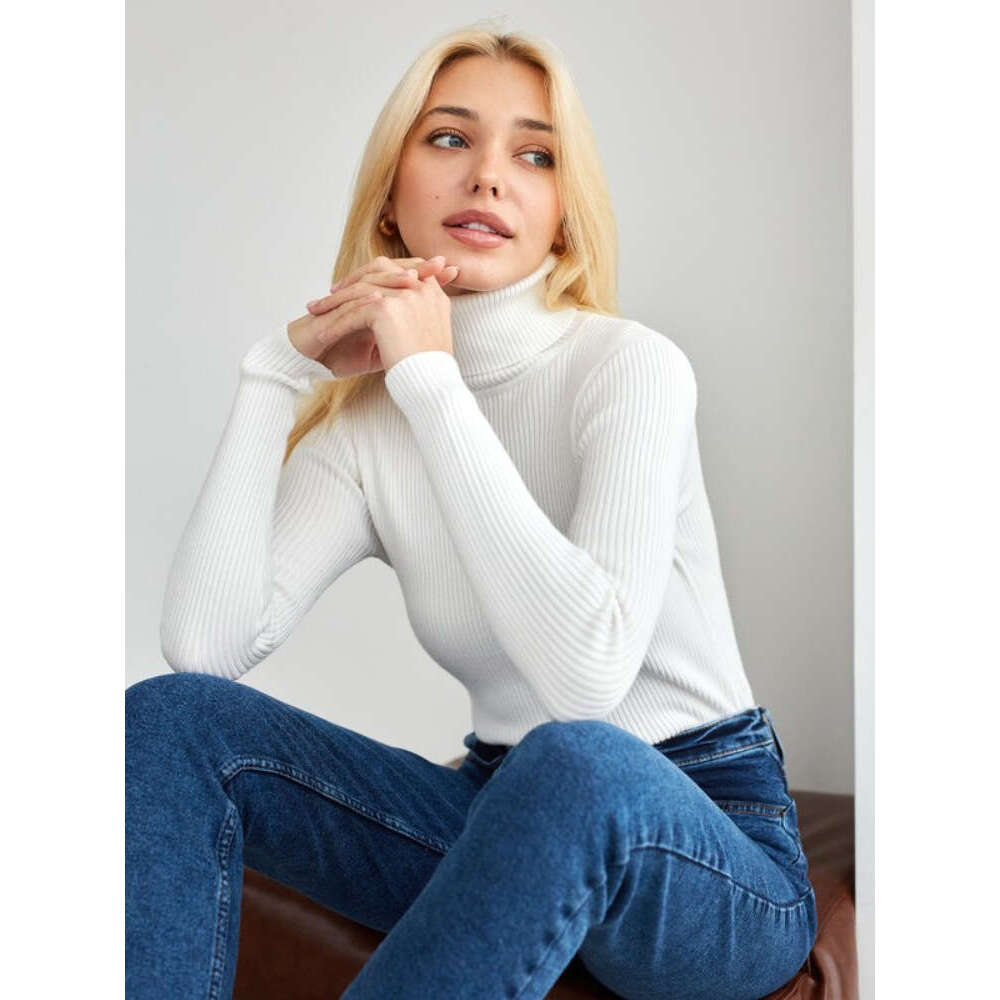 Knitted Base Shirt Autumn Knitwear Turtleneck Pullover Sweater For Women B5