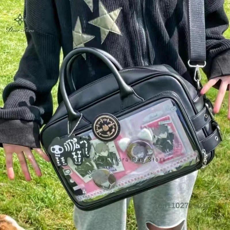 Y2K Cute Lolita Ita Bag Large Capacity Shoulder Crossbody Bag Kawaii Girls Transparent Messenger Bag DIY Display Casual Handbags 250714