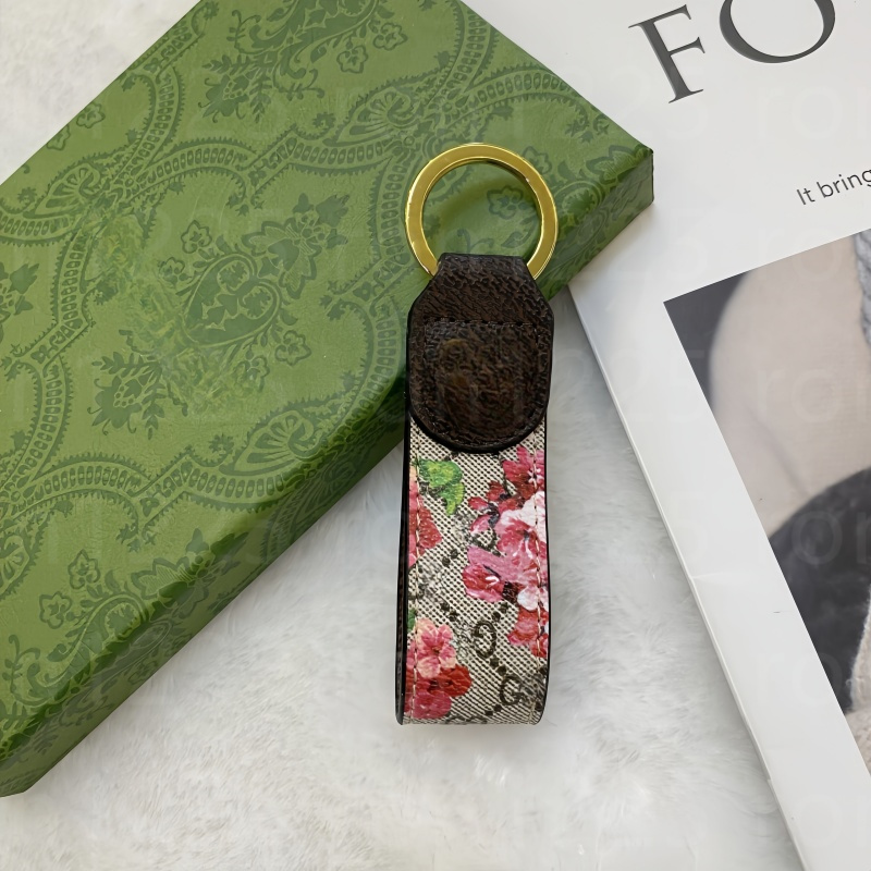 Designer keychain fashionable men women keychain classic luxurious keychain high quality leather bag charm gold plated keychain with box top1