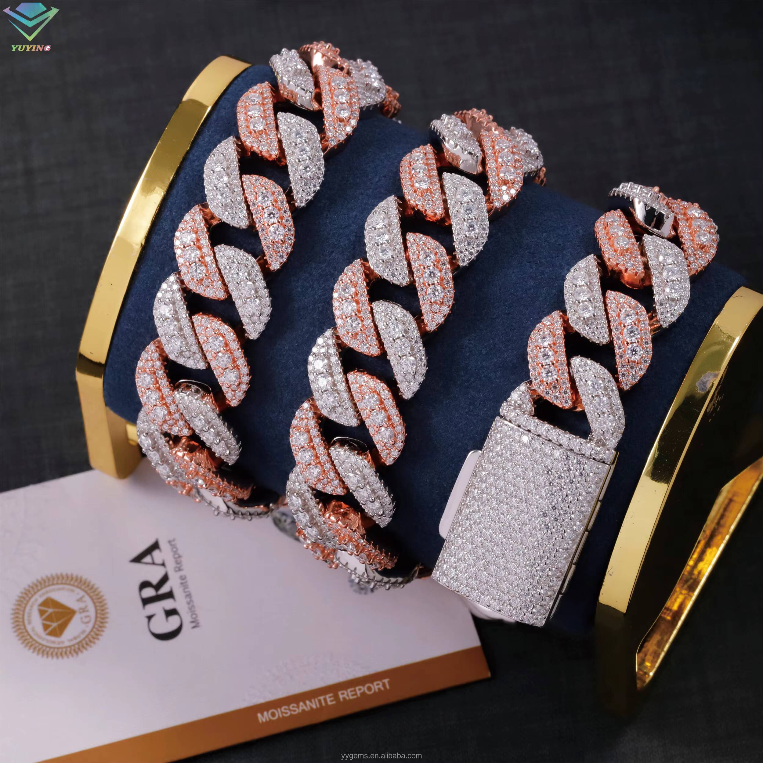 Hip Hop Chain 18mm Iced Out VVS Moissanite Diamond Necklace 925 Solid Silver Cuban Link Chain for Men