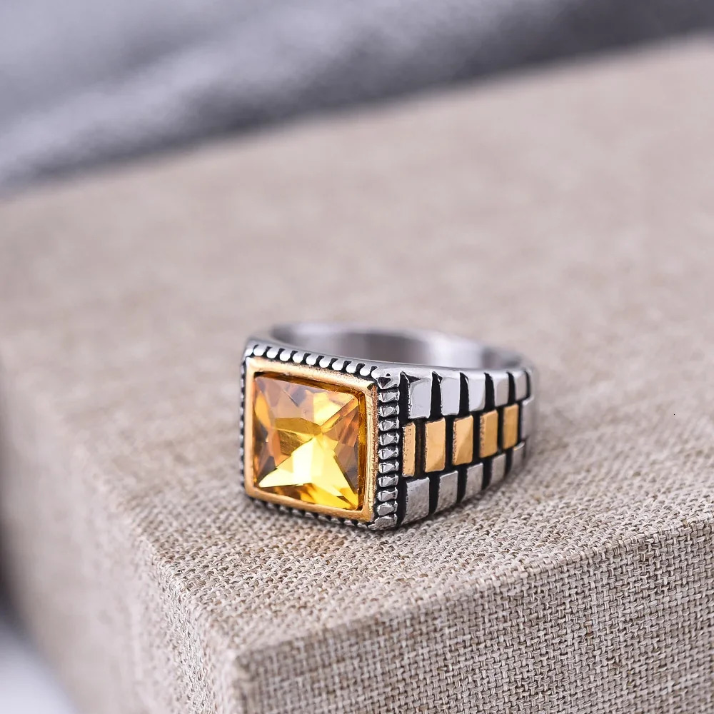 Mens 316LStainless Steel High Quality Onyx Rings Classic Trend Jewelry 250716