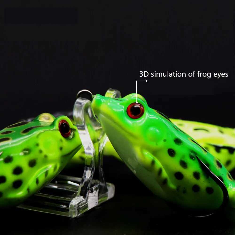 Frog Lures 2pcs Soft Tube Bait Plastic Fishing Lure With Hooks Top Water Soft 3D Eyes Artificial Wild Hanging Fishing Bait Tool Z250717