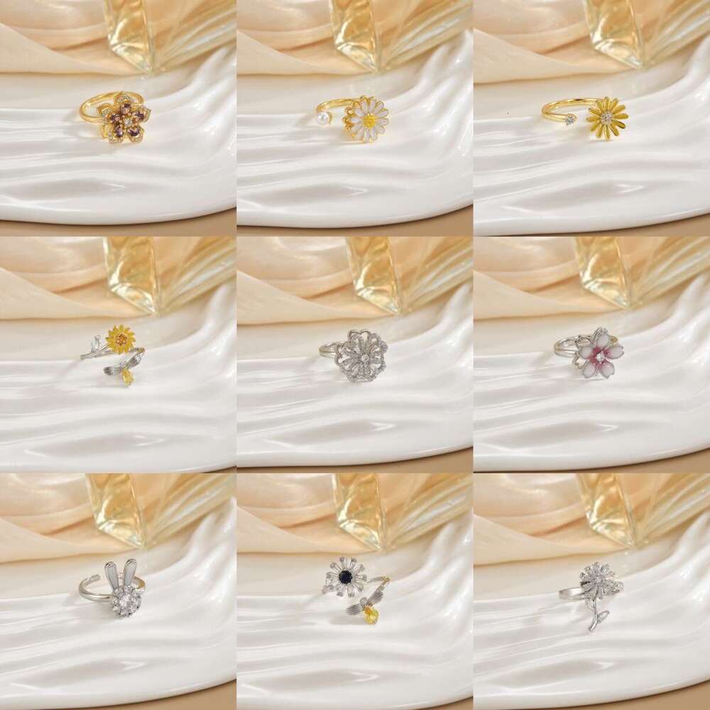 Rotating For Women With Micro Pave Zircon, Elegant And Cool Style, High-End Feel, Versatile Full Diamond Round Ring Jewelry 8C8