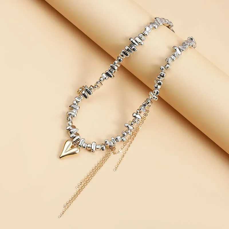 Women Trendy Love Tassel Pendant for Women Irregular Beaded Collarbone Chain Metal Design Fashion Necklace Jewelry Gift XJ250717