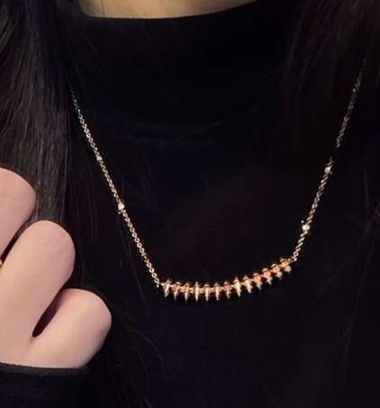 High Edition Classic Design Cubic Zirconia Rivet Clash Love Necklace Pendant Women Girls 316L Titanium Steel Wedding Jewelry Collares Collier Gold Pla