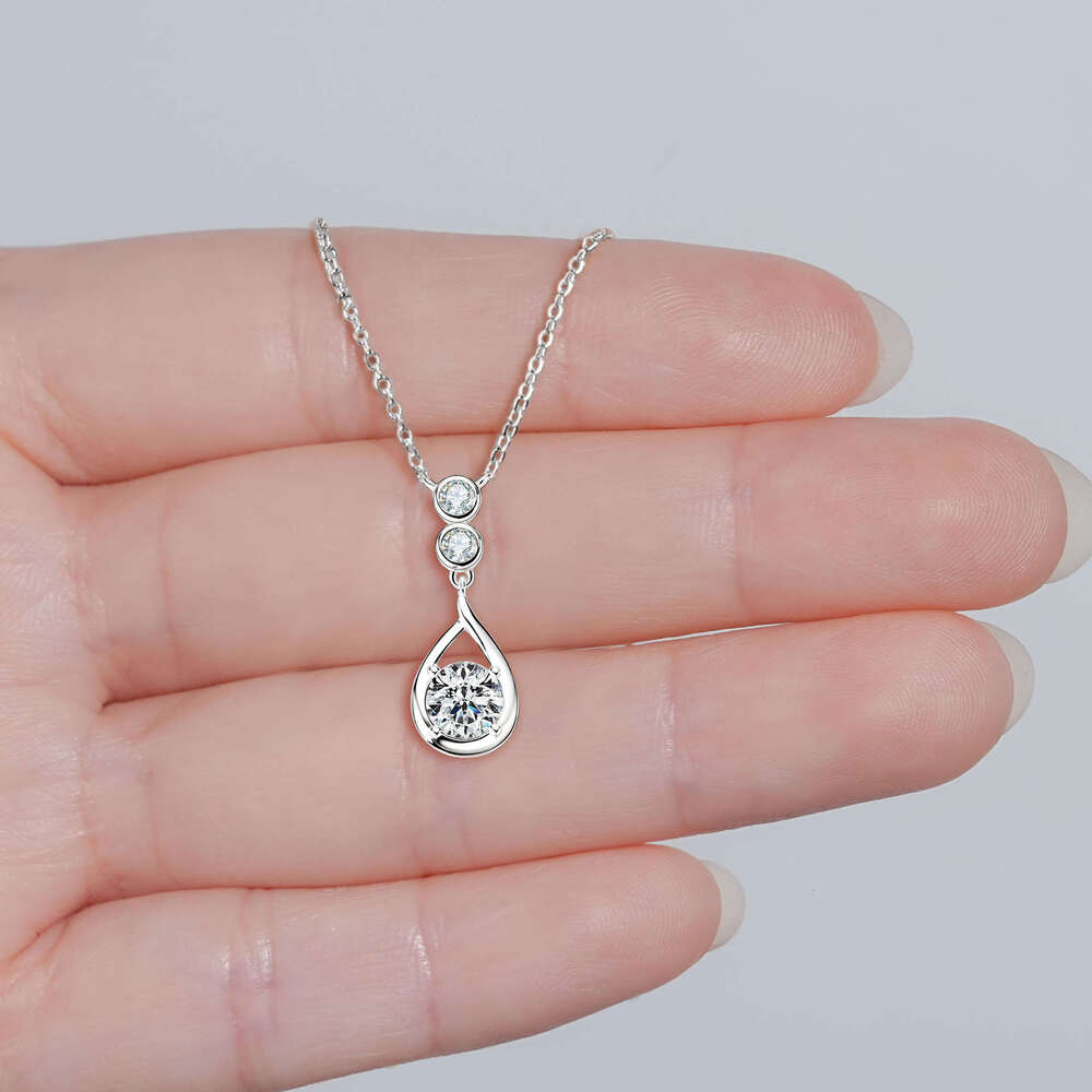 Hearts Eight Arrows 1 fashion Moissanite Pendant For Women Simple Elegant Water Drop Shape Sterling Sier Necklace 729