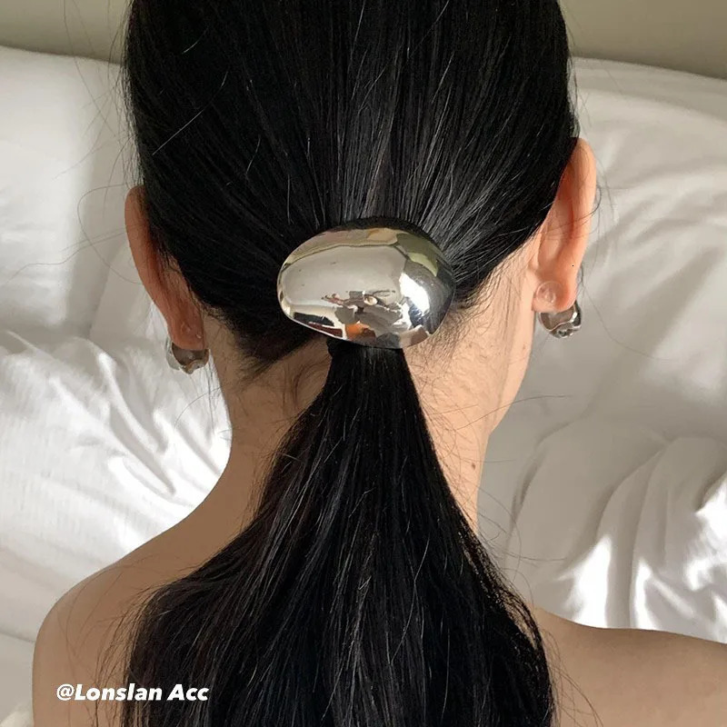 Silver Metal French Spring Hair Clip Barrettes Alloy Fashion Hair Accessories Snap Side Slide for Pony Hair Women and Girls 250716