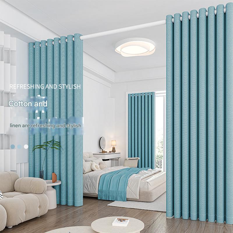 YL-36610 bedroom blackout curtain, no need to punch holes, installation with telescopic rod, a complete set of partitions, sunshade and sun protection