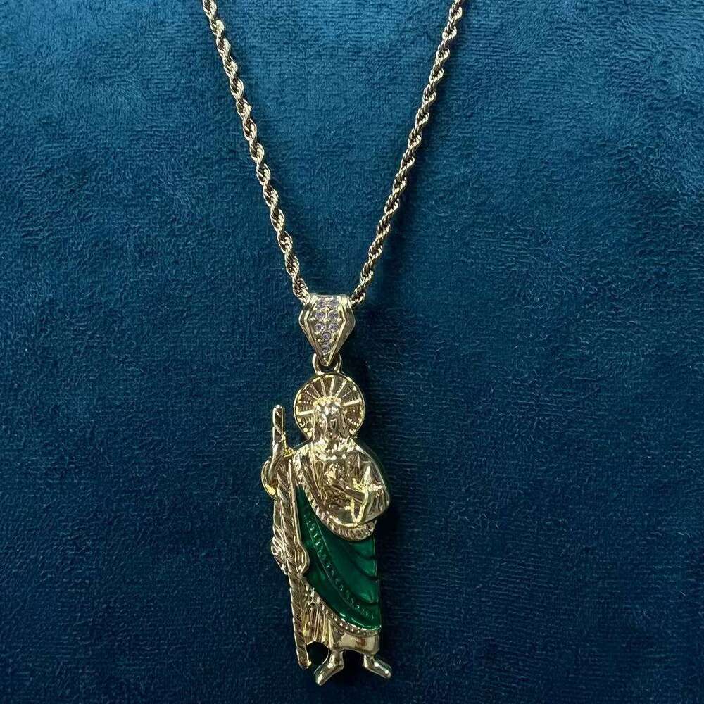 Inlaid Dia Rotating Grim Reaper Pendant Alloy Round Plate Hip-Hop Style Trendy Jewelry Rotatable Necklace