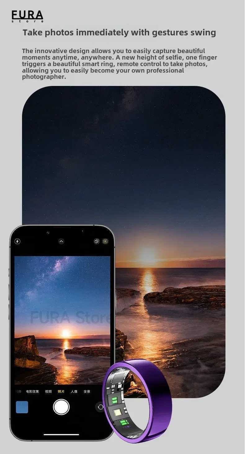 Suitable for SAMSUNG Smart Ring Mens and Womens Heart Rate Oximetry Monitor IP68 Waterproof Smart Ring PX01 Multi Sport Mode W250717