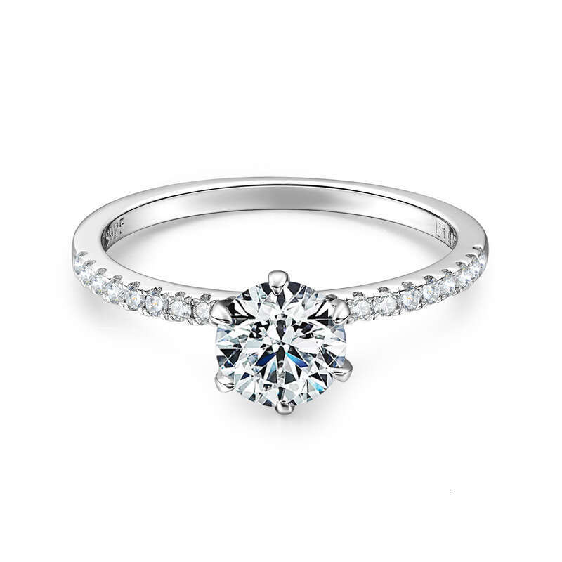 Hot Selling Six-Prong One fashion S Silver Qixi Valentine's Day Proposal Wedding Moissanite Ring 400