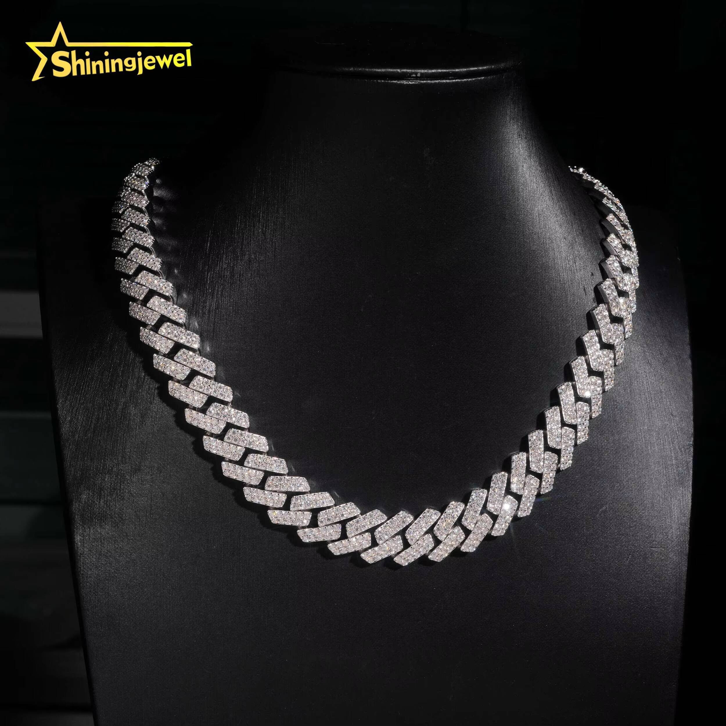 Pass Diamond Test 16mm VVS Moissanite Cuban Link Chain S925 Gold Plated Diamond Iced Out Hip Hop Cuban Link Chain