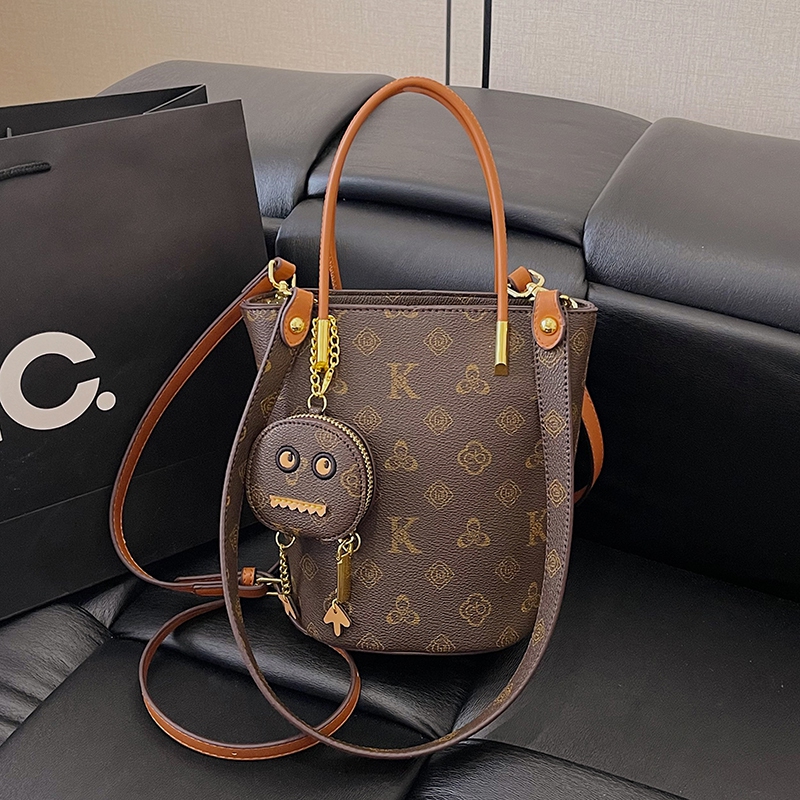 New classic fashion printed single shoulder crossbody handbag versatile casual bucket bag for women