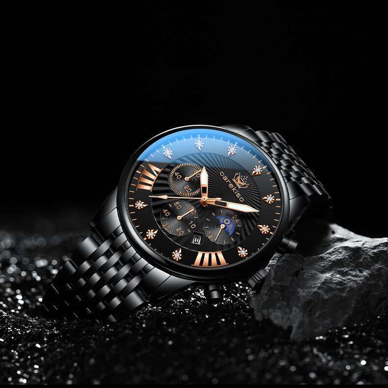 DHgargets Men's Waterproof Watch - 50M Luminous Stainless Steel Quartz Wristwatch with Date, Student Fashion (Model 828)