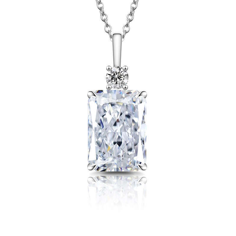 Live High Carbon Gem Square Pendant Perfume Bottle Ice Flower Cut Colorful Dia Sparkling Necklace for Women 45f
