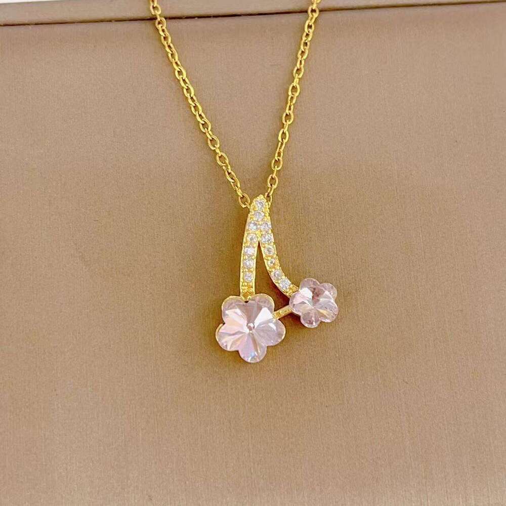 New Fashion Geometric Design Flower Necklace For Women, Light Niche High-End Sense Accessory, Summer Fresh Collarbone Chain Ed2