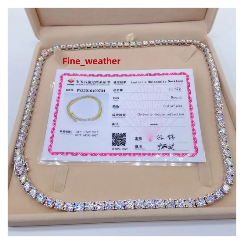 Wholesale Price RTS Hip Hop Sterling Silver 925 Pass Tester Diamond Chain VVS Moissanite Luxury Tennis Chain