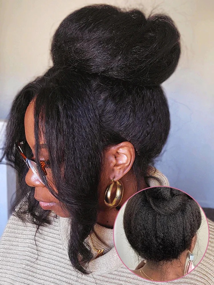 High Density Kinky Straight 360 Lace Front Wigs 40 Inch Yaki Straight 13x4 HD Transparent Lace Frontal Wig Preplucked Synthetic Wig