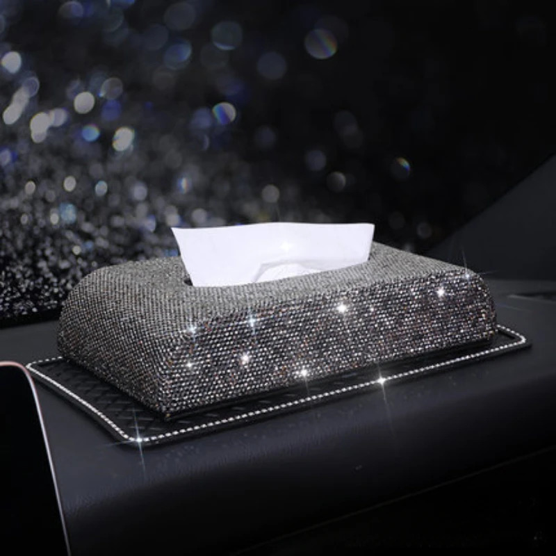 Car Diamond Crystal Tissue Box Napkin Holder Tissue Pumping Paper Box Toilet Paper Towel Storage Box Home Decor Auto Accessories 250715