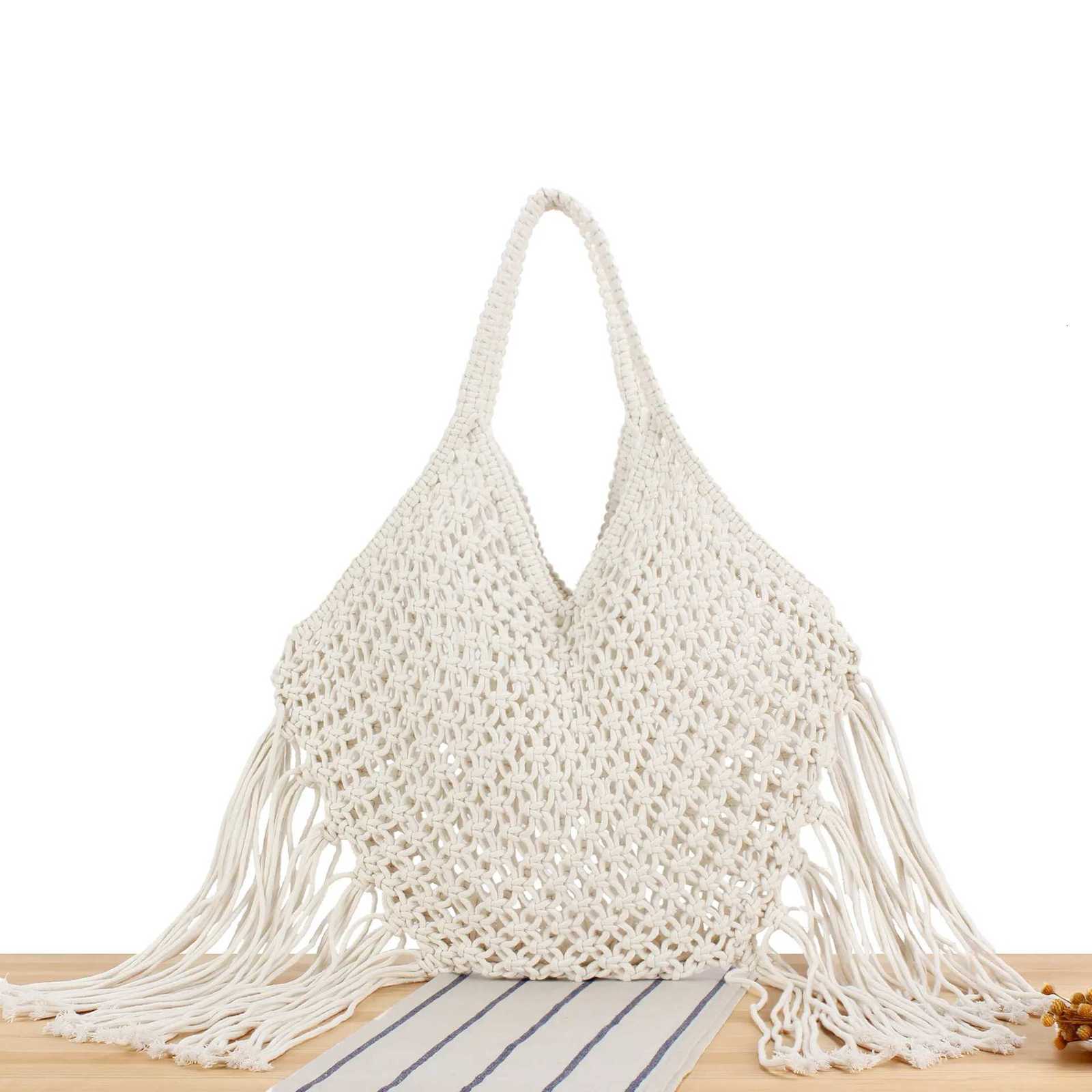 Summer 2025 StrAW Woven Tote Bag Large Capacity Casual Tassel Handbag FAshion Beach Travel Shoulder Bag for Women Z250717
