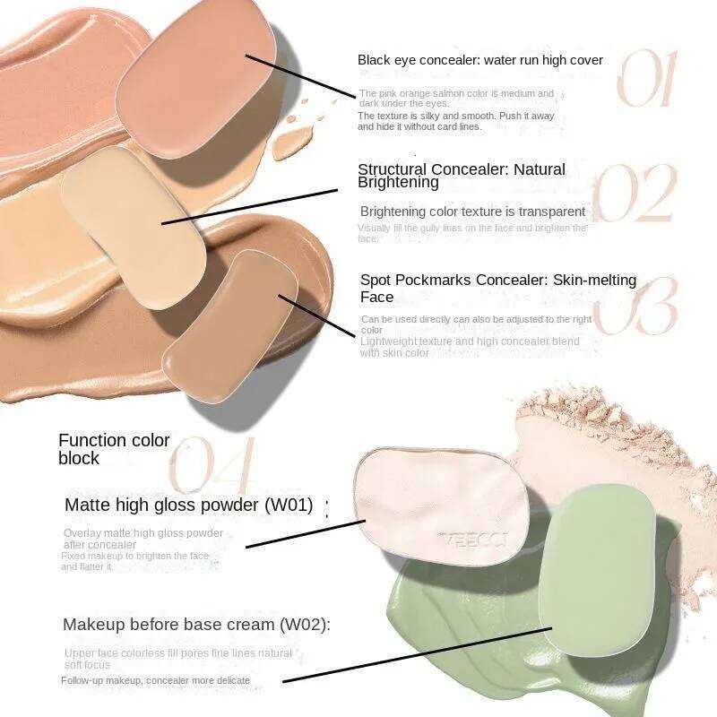 VEECCI Four Colour Palette Conceal Dark Eye Circles & Pimple Marks Long Lasting Hydrating Concealer Cream X250716
