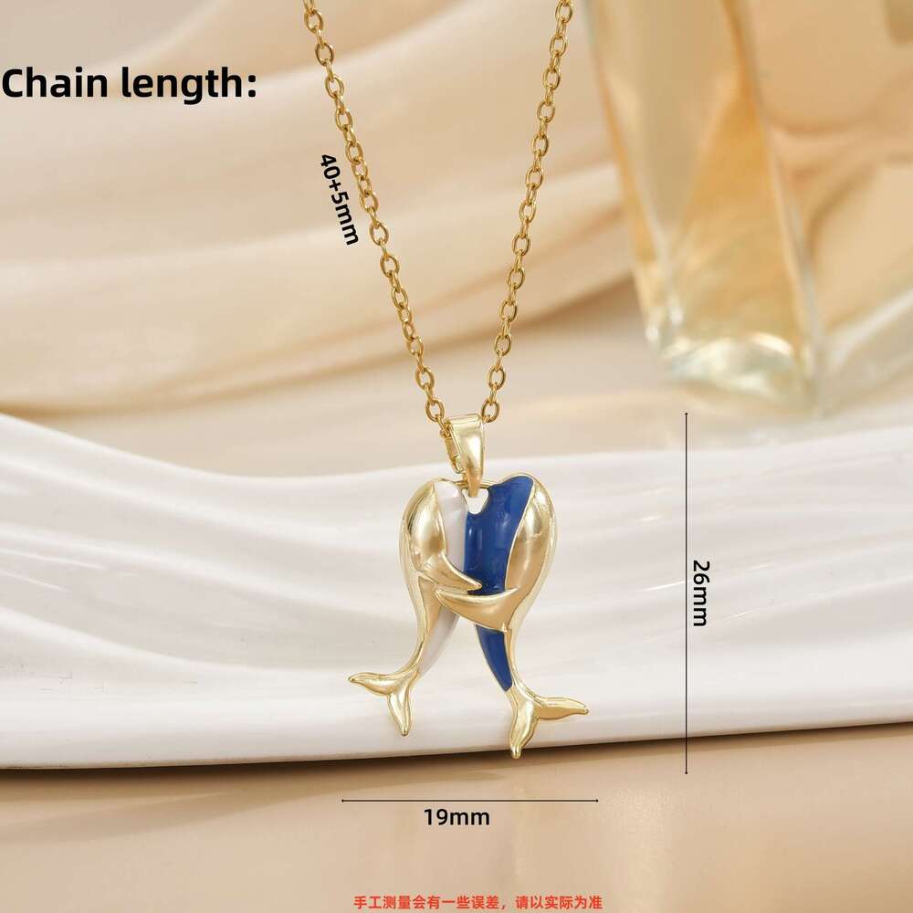 INS Simple Niche Design Elegant Pendant Fish You Love For Women High-End Whale Necklace E61