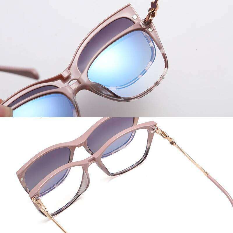 Magnetic Polarized Sunglasses Women Fashion Cat Eye 2 In 1 Clip On Ladies Anti Blue Light Glasses Frames TR90 Metal Eyewear