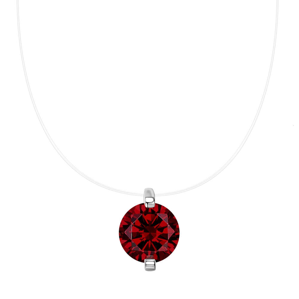 2 fashion Red Invisible Necklace Mermaid's Tears 2025 New Pure Sier Internet Celebrity Same Style Zircon Pendant F80