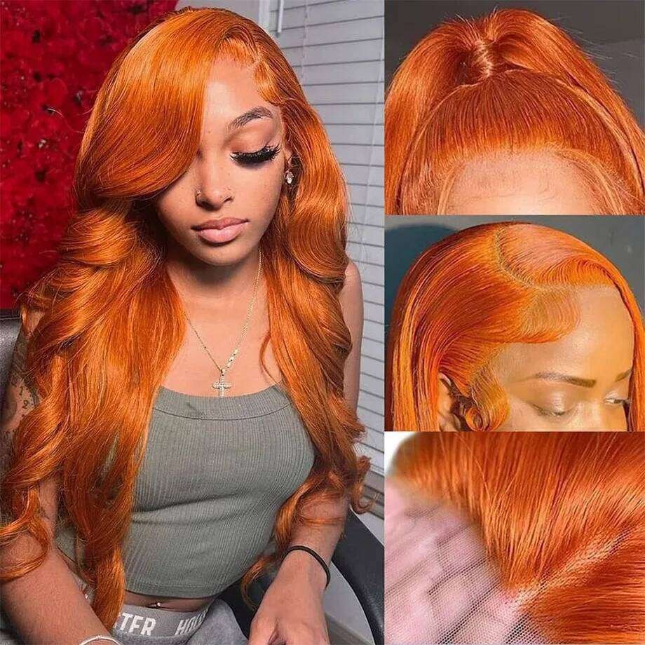 Orange Ginger Front Wigs Human Body Wave 13x6 HD Frontal Colored Brazilian Hair 13x4 Transparent Lace Wig