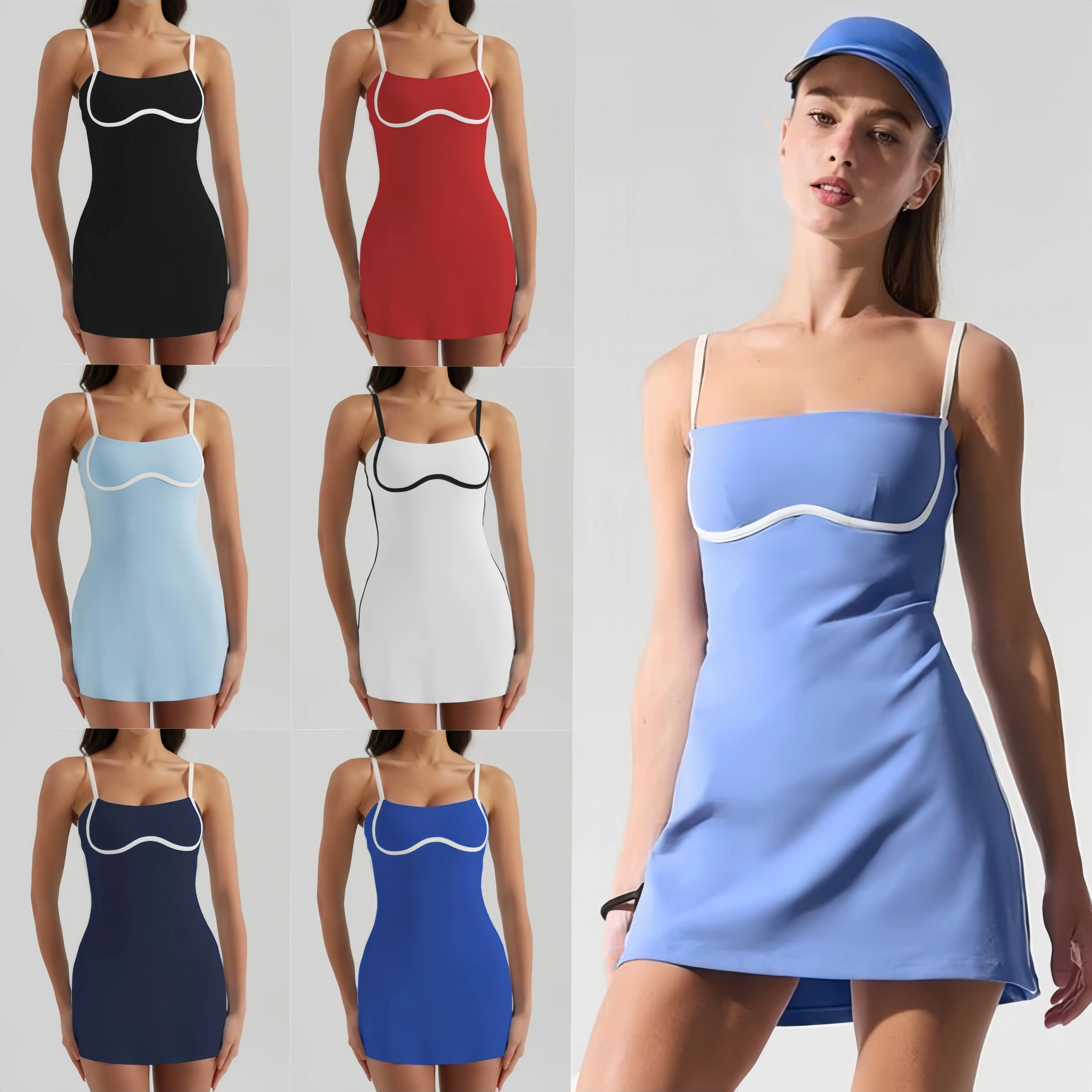 Yoga Tennis Dress One-Piece Sexy Sling Yoga Fitness Breathable Anti-Slip Casual Golf Sports Skirt With Short Sets Summer Designer Women alosetly women clothe dress
