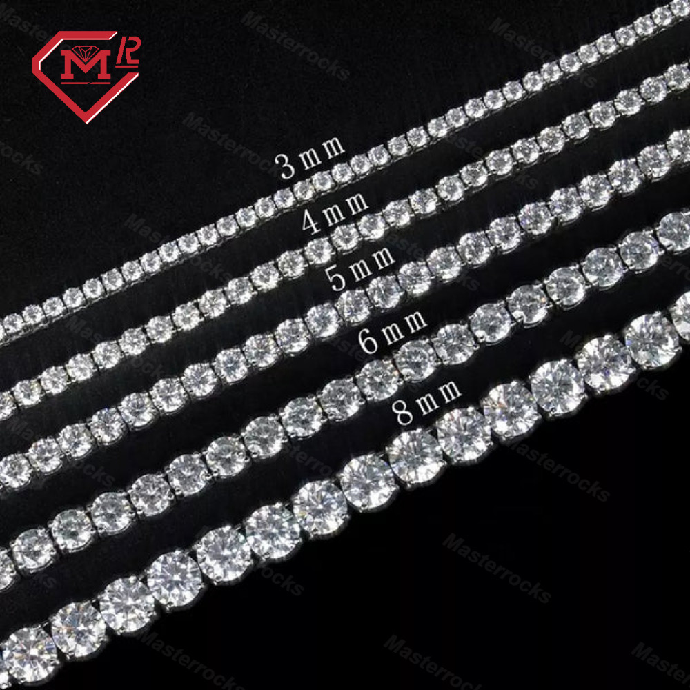 Factory Sale Necklace Tennis Chain Full Size 925 Sterling Silver Pass Diamond Tester Moissanite Tennis Chain