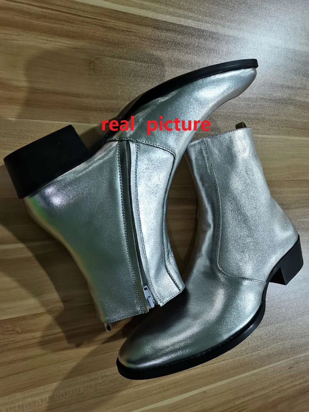 men boots Spring and autumn personality fashion gold and silver Chelsea cowboy boots men fashion boots zip 250715
