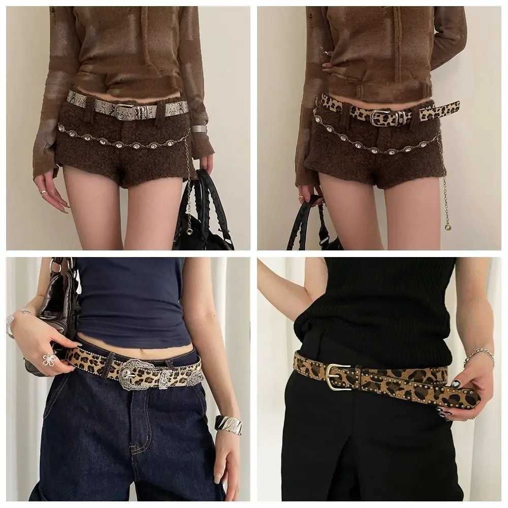 Fashion Designer Rivet Waist Belt Gothic Punk Style Leopard Print Belt American Y2K Womens Waist Belt Streetwear W250717