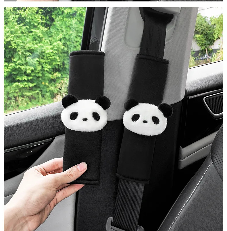 Plush Panda Car Seat Belt Shoulder Protection Sheath Anti-strangling Protection Sleeve Car Accessories Interior Decoration 250715