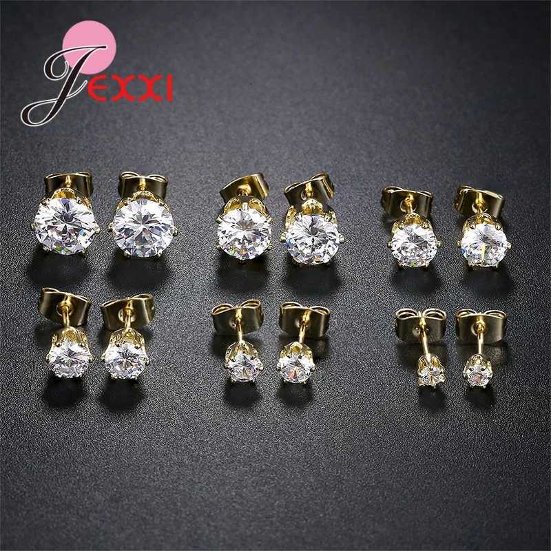 6 Pairs 3/4/5/6/7/8MM Mixed Sizes 925 Silver Needle Rhinestone Claw Setting Simple Classic Stud Earrings for Men Women Girls Boys y250715