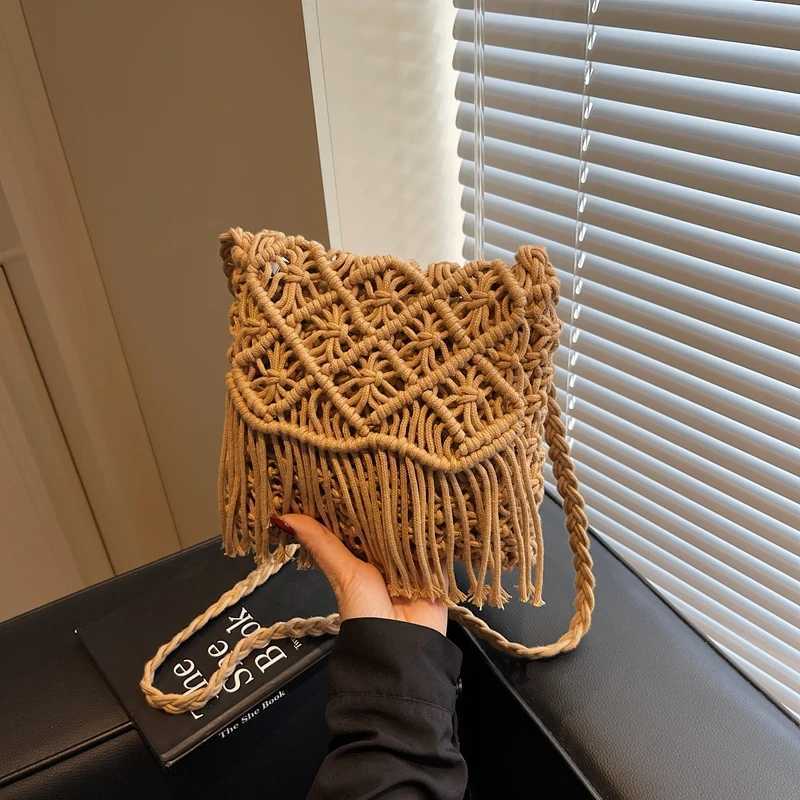 Bohemian Tassel Woven Bag for Women 2025 New Style Niche Hollow-out Design Single Shoulder Bag Literary Crossbody Bag Z250717